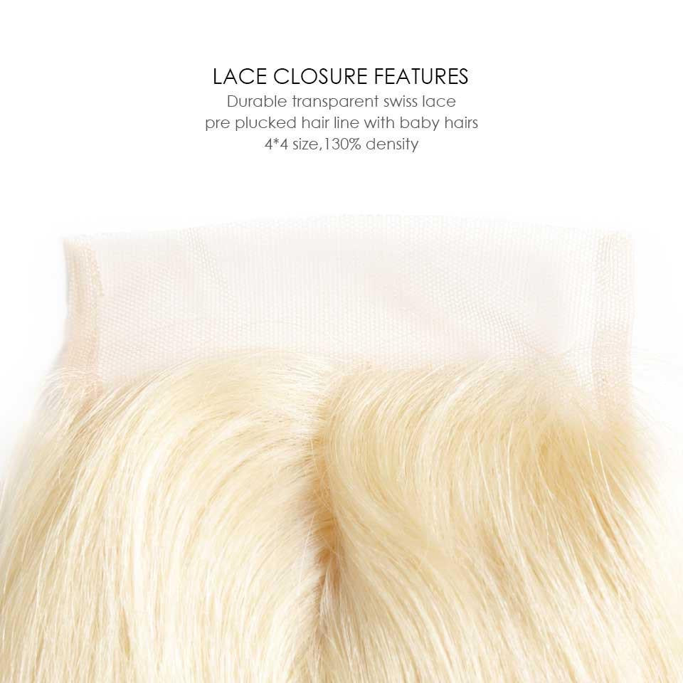 #613 Blonde 4*4 Lace Closure Straight